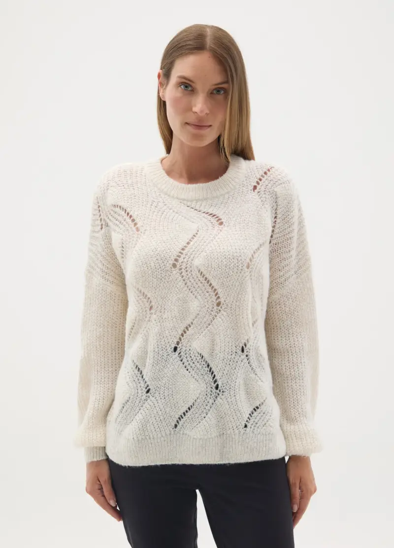 OVS , Maglione Premaman Beige Con Motivo Traforato, Donna, Beige