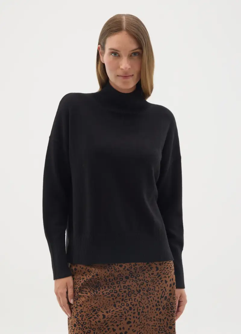 OVS, Maglione Premaman Mock Neck Nero In Misto Lana Merino, Donna, Nero miniatura 2