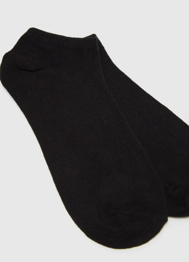 OVS, Multipack Di Cinque Calzini Corti Da Donna In Cotone Nero Elasticizzati, Nero miniatura 3