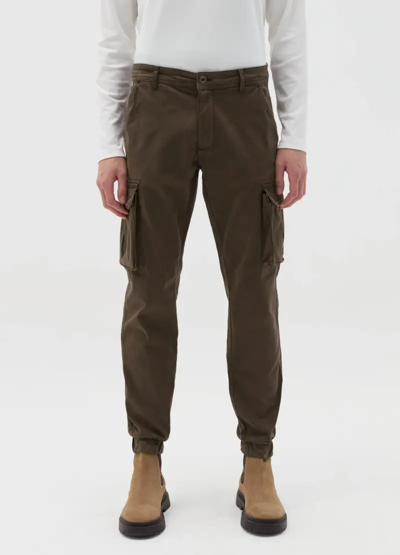 OVS, Pantalone Cargo Cuff-hem In Cotone Stretch, Uomo, Marrone miniatura 2