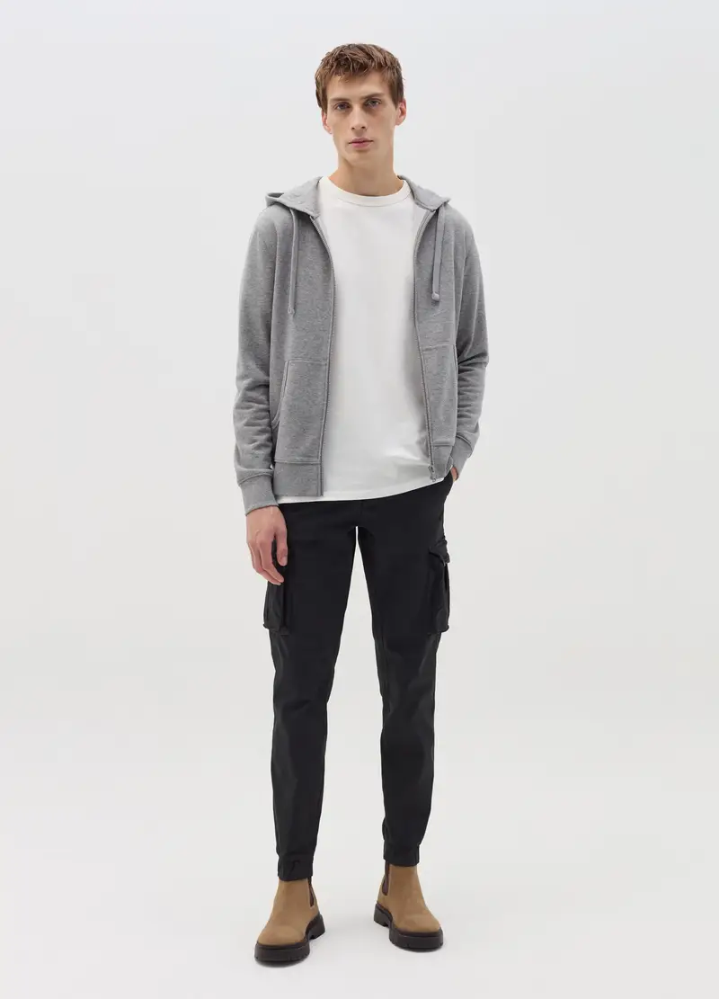 OVS , Pantalone Cargo Cuff-hem In Cotone Stretch, Uomo, Nero