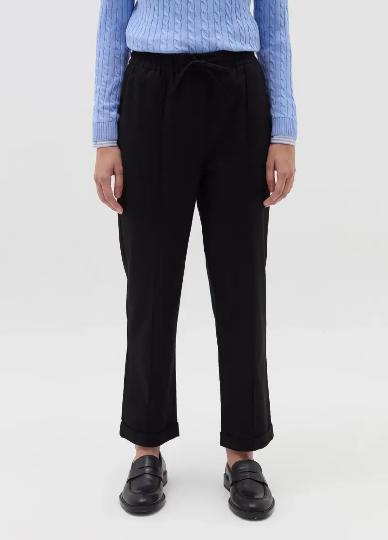 OVS, Pantalone Carrot Fit Con Risvolti, Donna, Nero miniatura 2