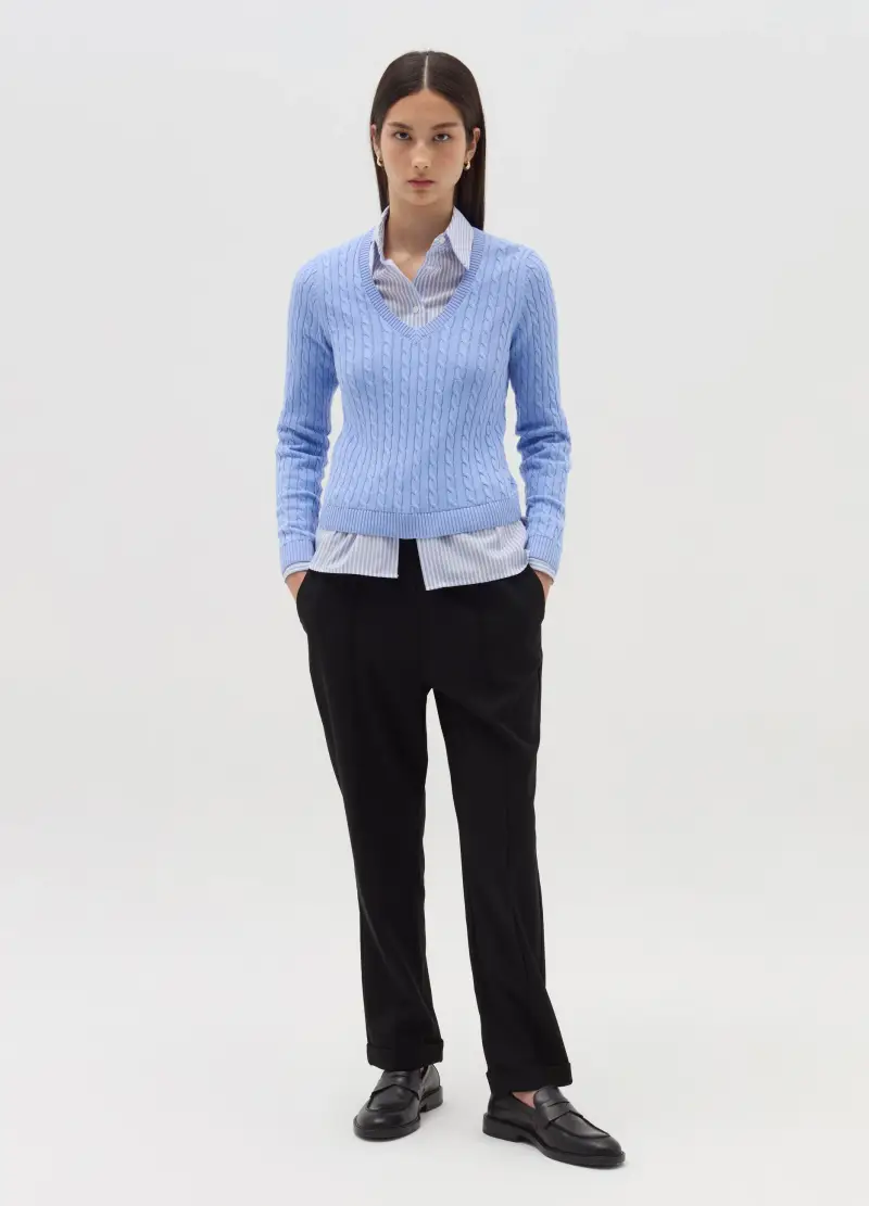 OVS , Pantalone Carrot Fit Con Risvolti, Donna, Nero