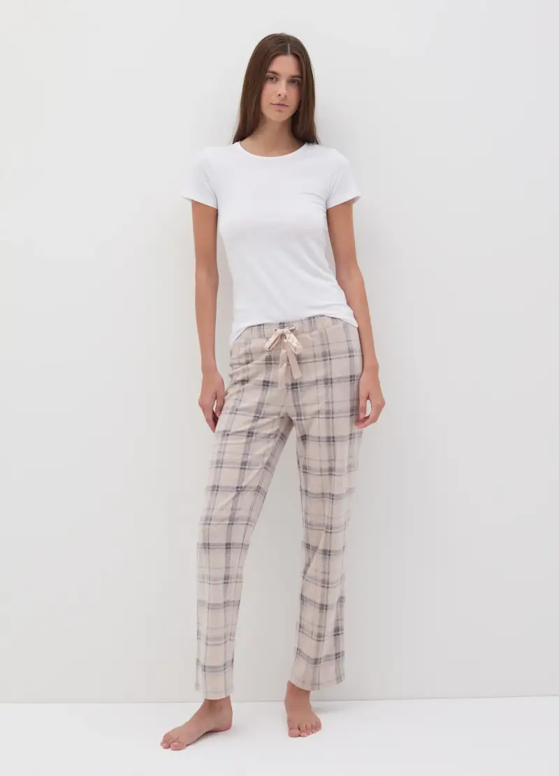OVS, Pantalone Pigiama In Pile Con Fantasia Check, Donna, Multicolor