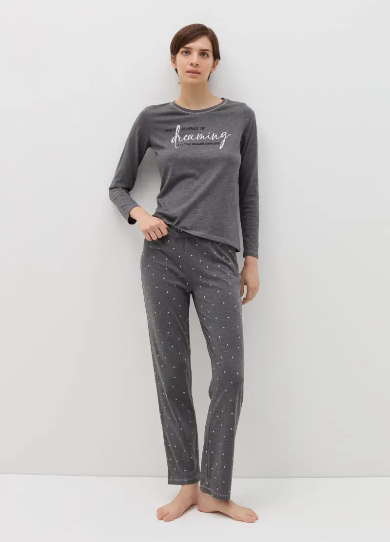 OVS, Pantalone Pigiama Stampa Stelline, Donna, Grigio