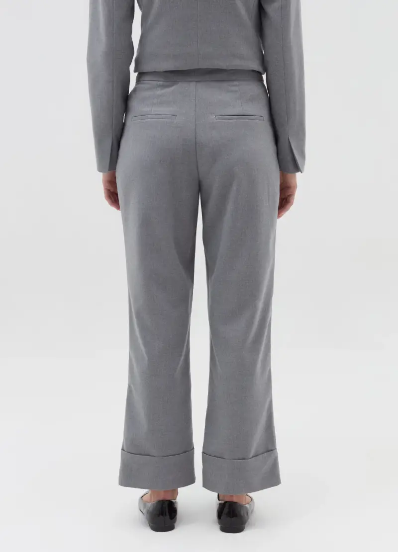 OVS, Pantalone Straight Fit Con Risvolti, Donna, Grigio miniatura 3