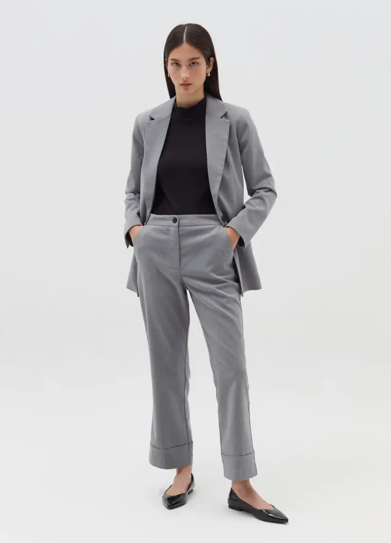 OVS , Pantalone Straight Fit Con Risvolti, Donna, Grigio