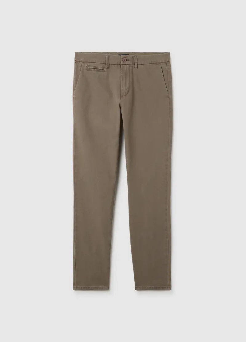 OVS, Pantaloni Chino In Cotone Marroni Slim Fit, Uomo, Marrone