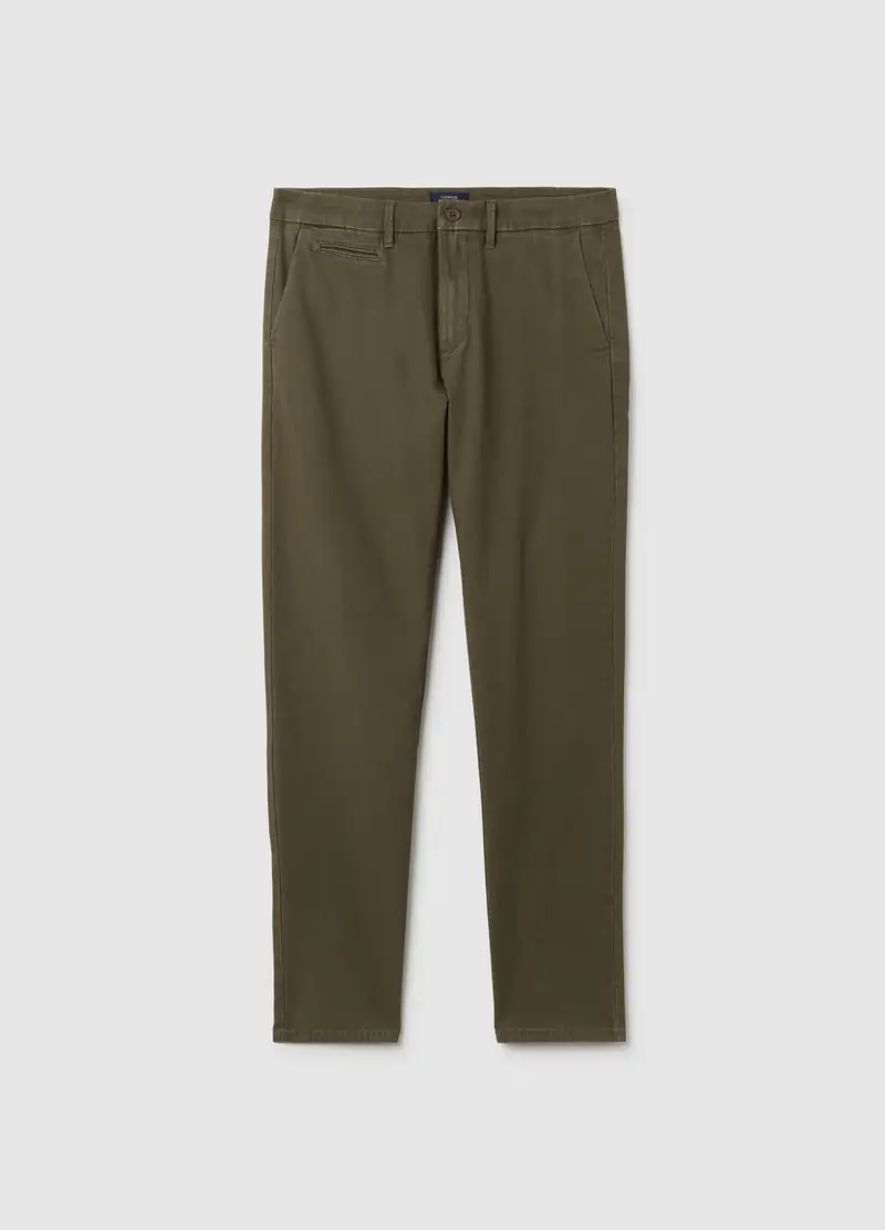 OVS , Pantaloni Chino In Cotone Verdi Slim Fit, Uomo, Verde