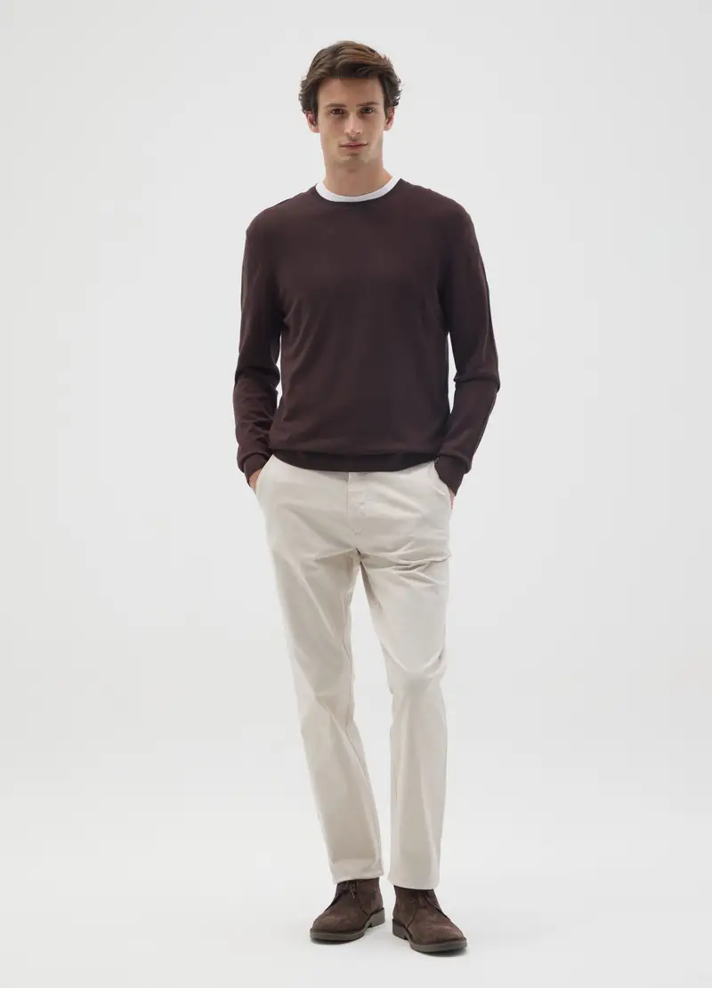 OVS , Pantaloni In Cotone Beige Slim Fit, Uomo, Beige