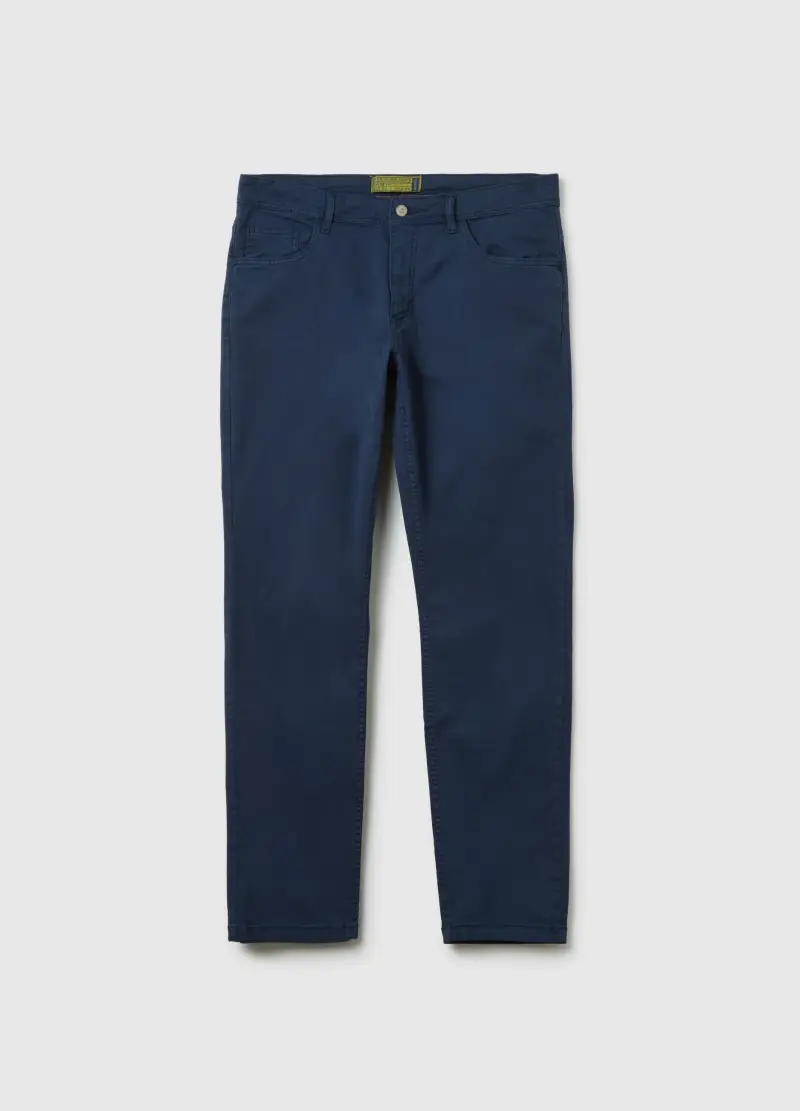 OVS, Pantaloni In Cotone Blu Slim Fit, Uomo, Blu