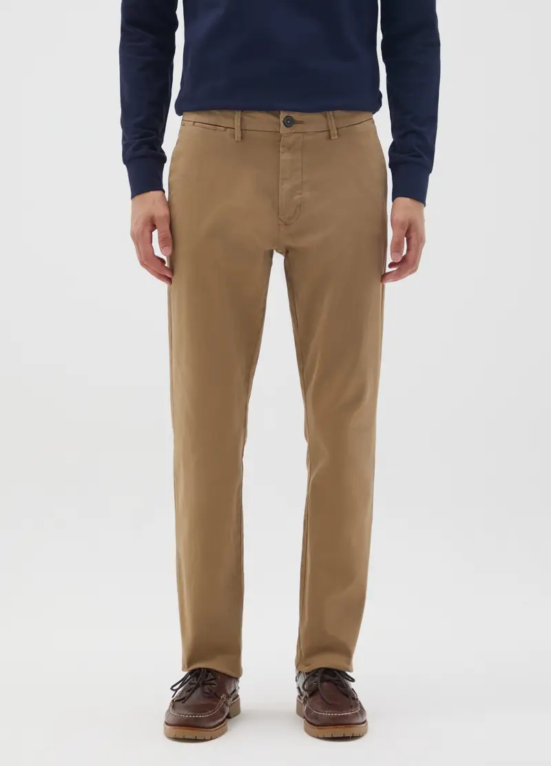 OVS, Pantaloni In Cotone Elasticizzato Marroni Slim Fit, Uomo, Marrone miniatura 2
