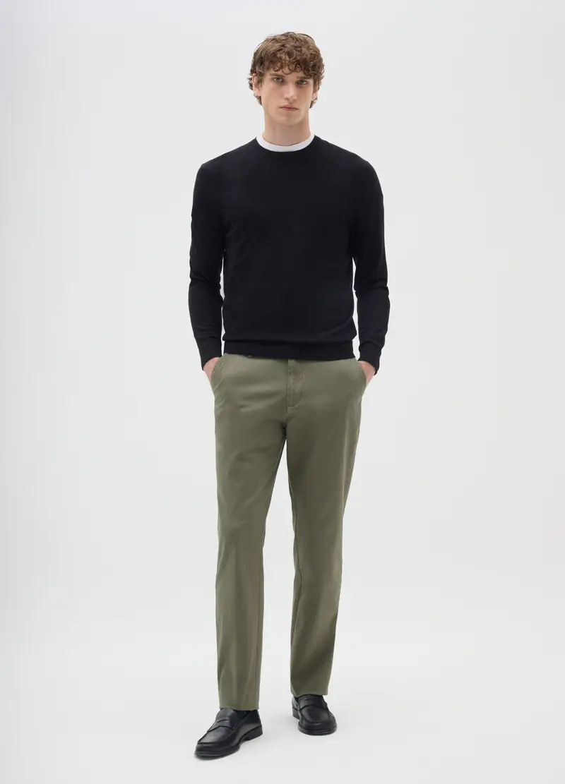 OVS , Pantaloni In Cotone Elasticizzato Verdi Regular Fit, Uomo, Verde