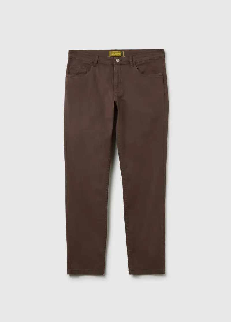OVS , Pantaloni In Cotone Marroni Slim Fit, Uomo, Marrone