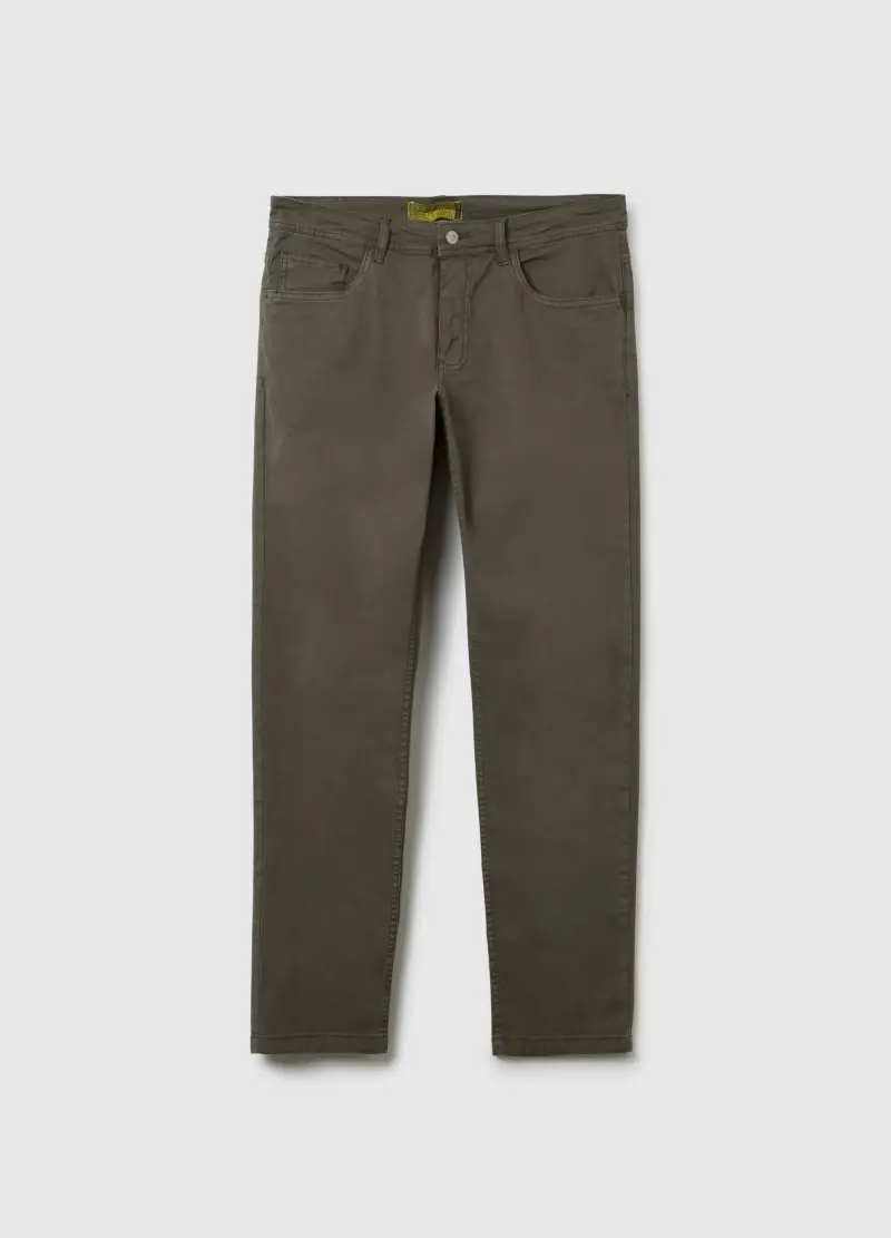 OVS, Pantaloni In Cotone Verde Slim Fit, Uomo, Verde