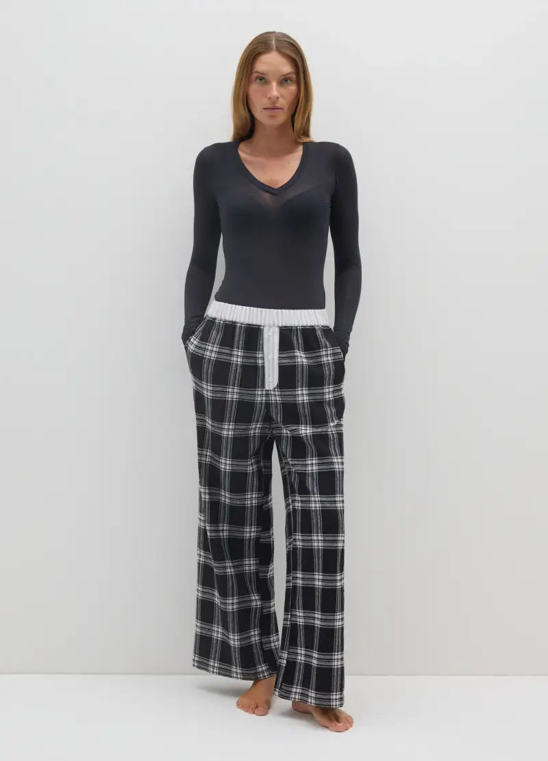 OVS , Pantaloni In Flanella Neri Regular Fit, Donna, Multicolor