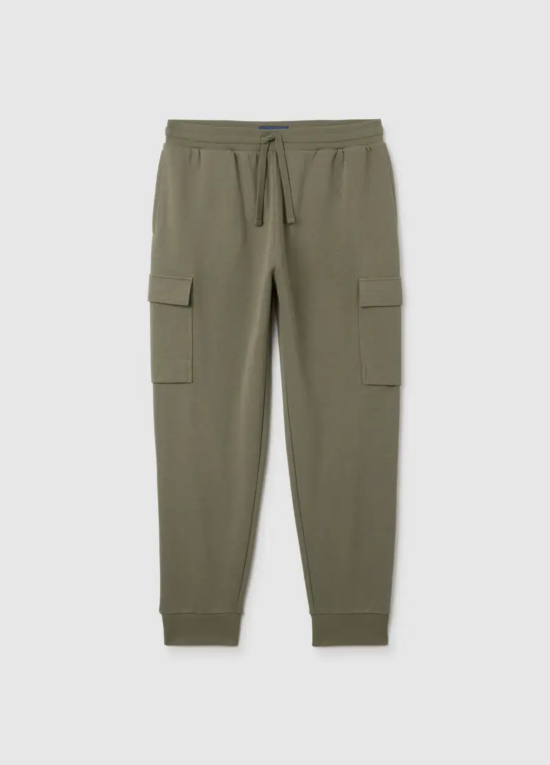 OVS , Pantaloni In Misto Cotone Verdi Con Tasche Cargo, Uomo, Verde
