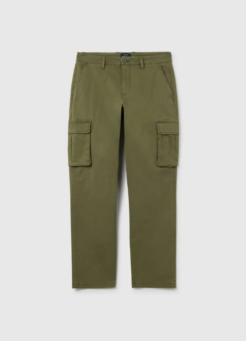 OVS , Pantaloni In Misto Cotone Verdi Regular Fit, Uomo, Verde