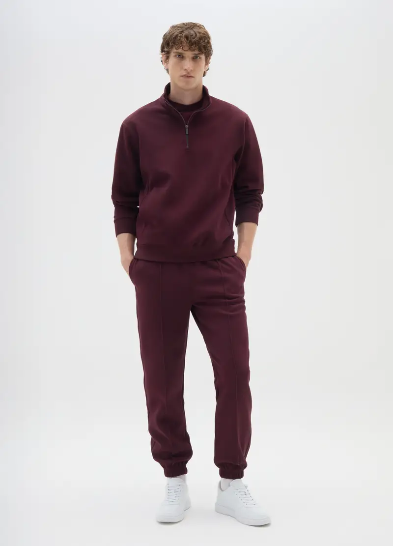 OVS , Pantaloni Marroni Elasticizzati In Piquet, Uomo, Rosso