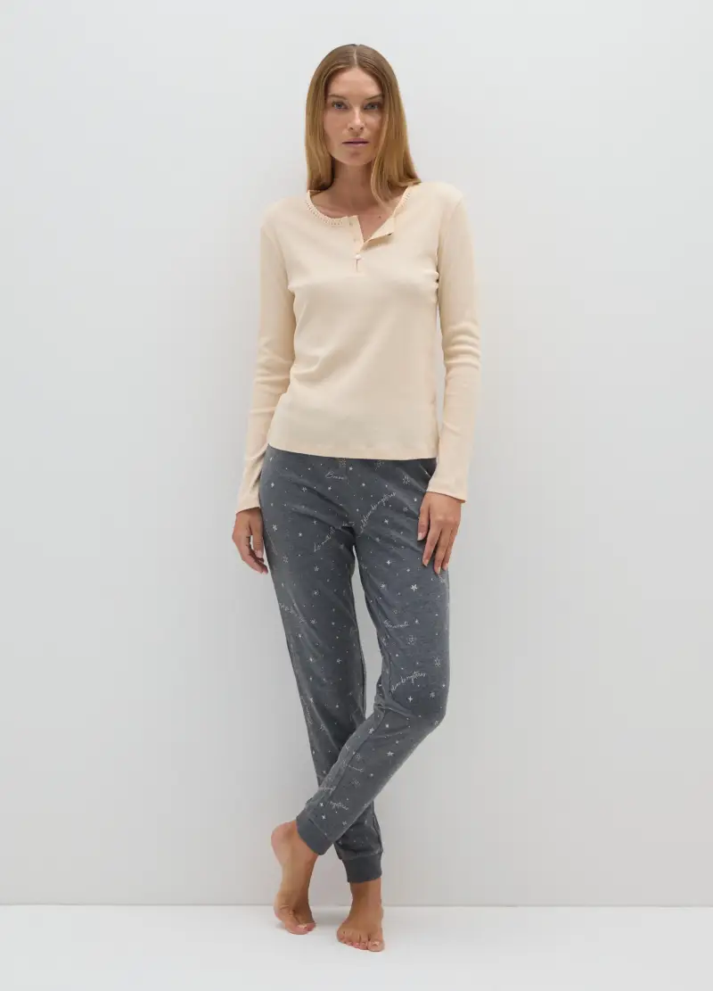 OVS , Pantaloni Pigiama In Misto Cotone Grigi, Donna, Grigio