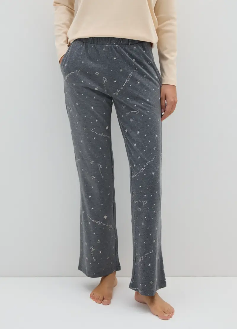 OVS, Pantaloni Pigiama In Misto Cotone Grigio Regular Fit, Donna, Grigio miniatura 2