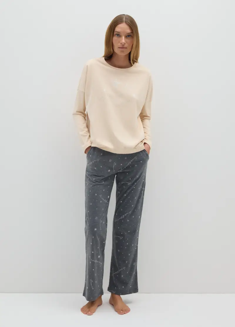 OVS , Pantaloni Pigiama In Misto Cotone Grigio Regular Fit, Donna, Grigio