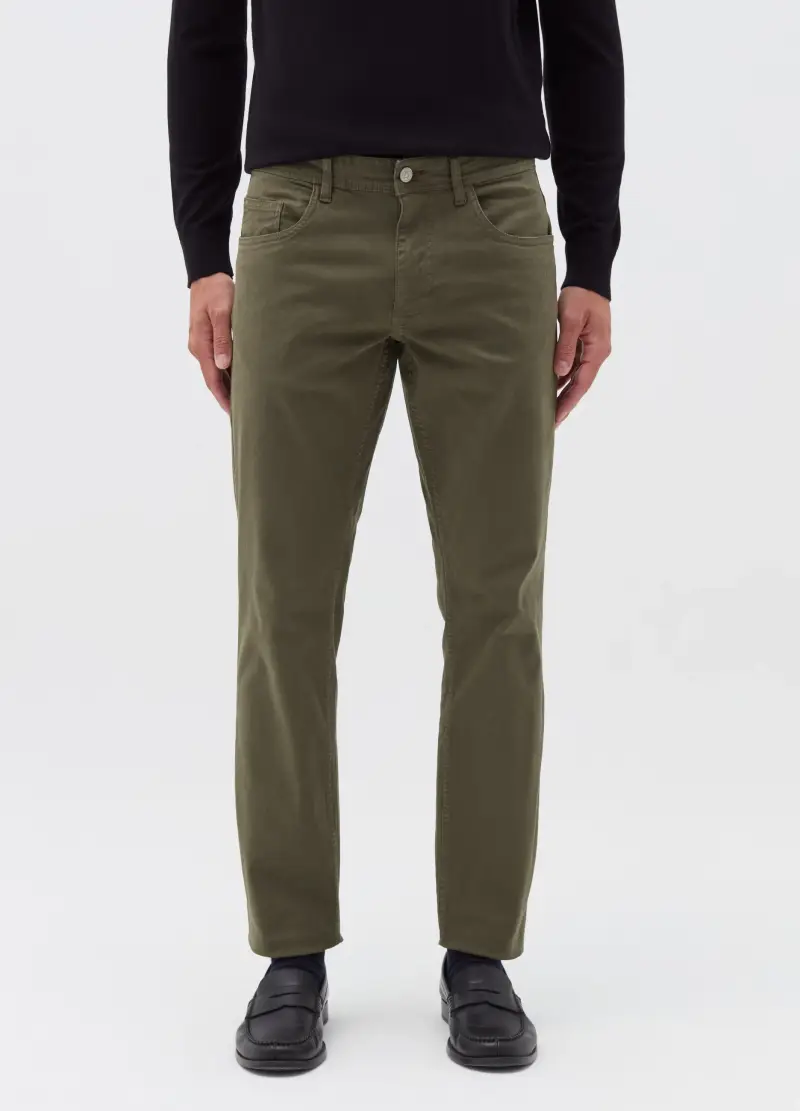 OVS, Pantaloni Regular Fit Cinque Tasche, Uomo, Verde miniatura 2