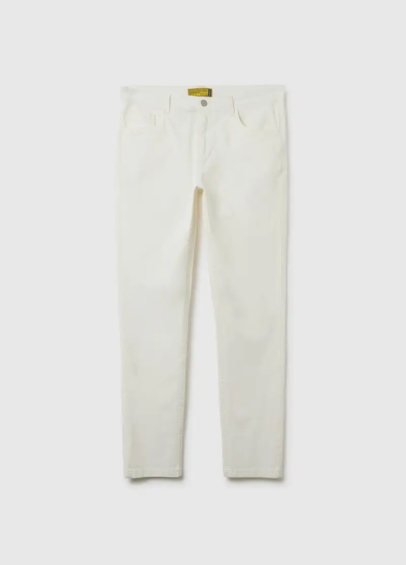 OVS , Pantaloni Skinny In Cotone Elasticizzato Bianchi, Uomo, Bianco