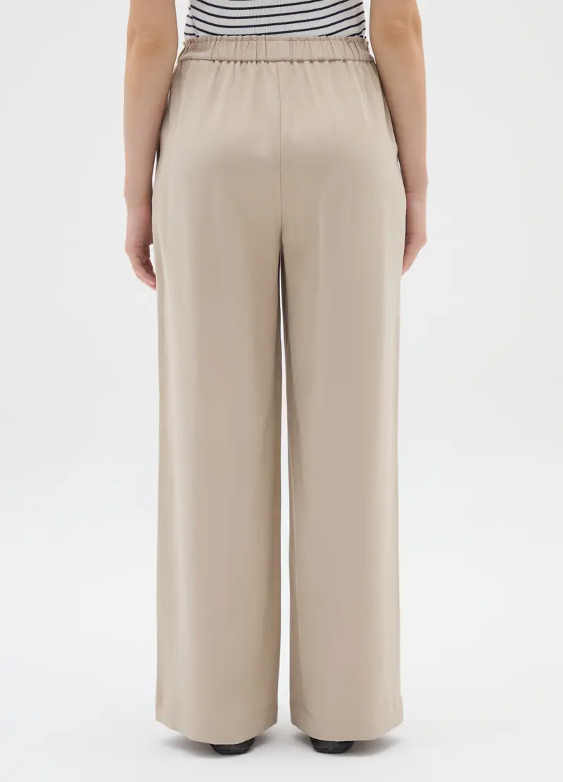 OVS, Pantaloni The Iconic Pants Beige A Gamba Larga, Donna, Beige miniatura 3