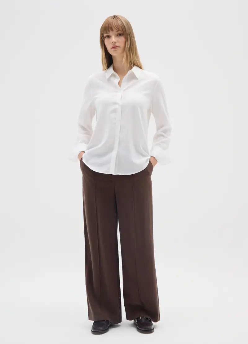 OVS , Pantaloni The Iconic Pants Marroni A Gamba Larga, Donna, Marrone