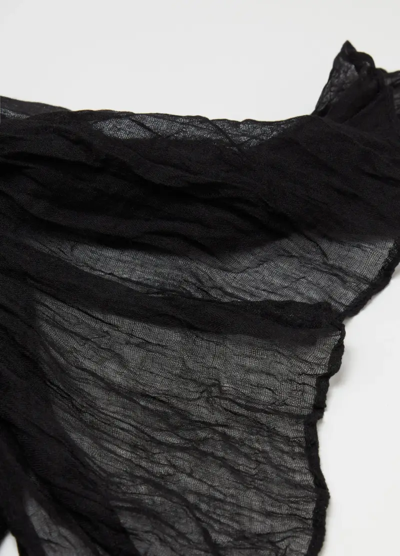 OVS, Pashmina Effetto Crinkle Tinta Unita, Donna, Nero miniatura 2