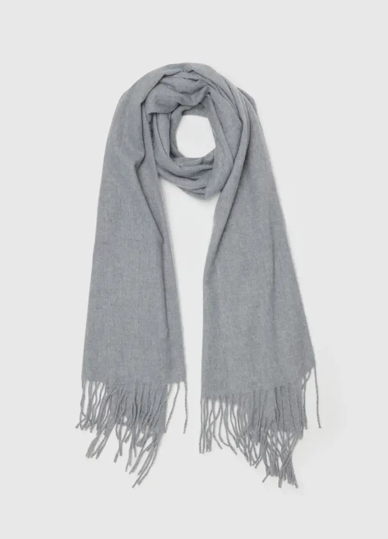 OVS , Pashmina Tinta Unita Con Frange, Donna, Grigio