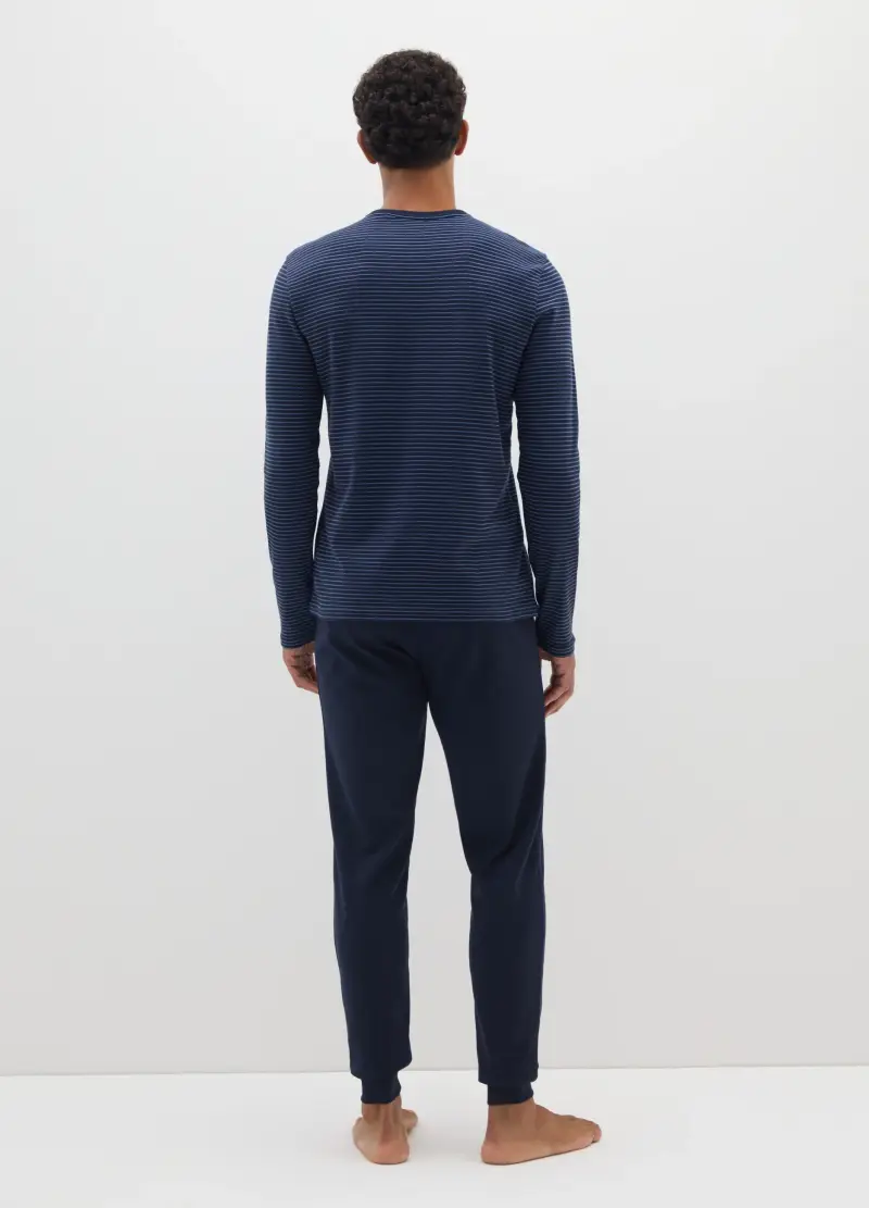 OVS, Pigiama Blu A Righe In Puro Cotone Regular Fit, Uomo, Blu miniatura 2