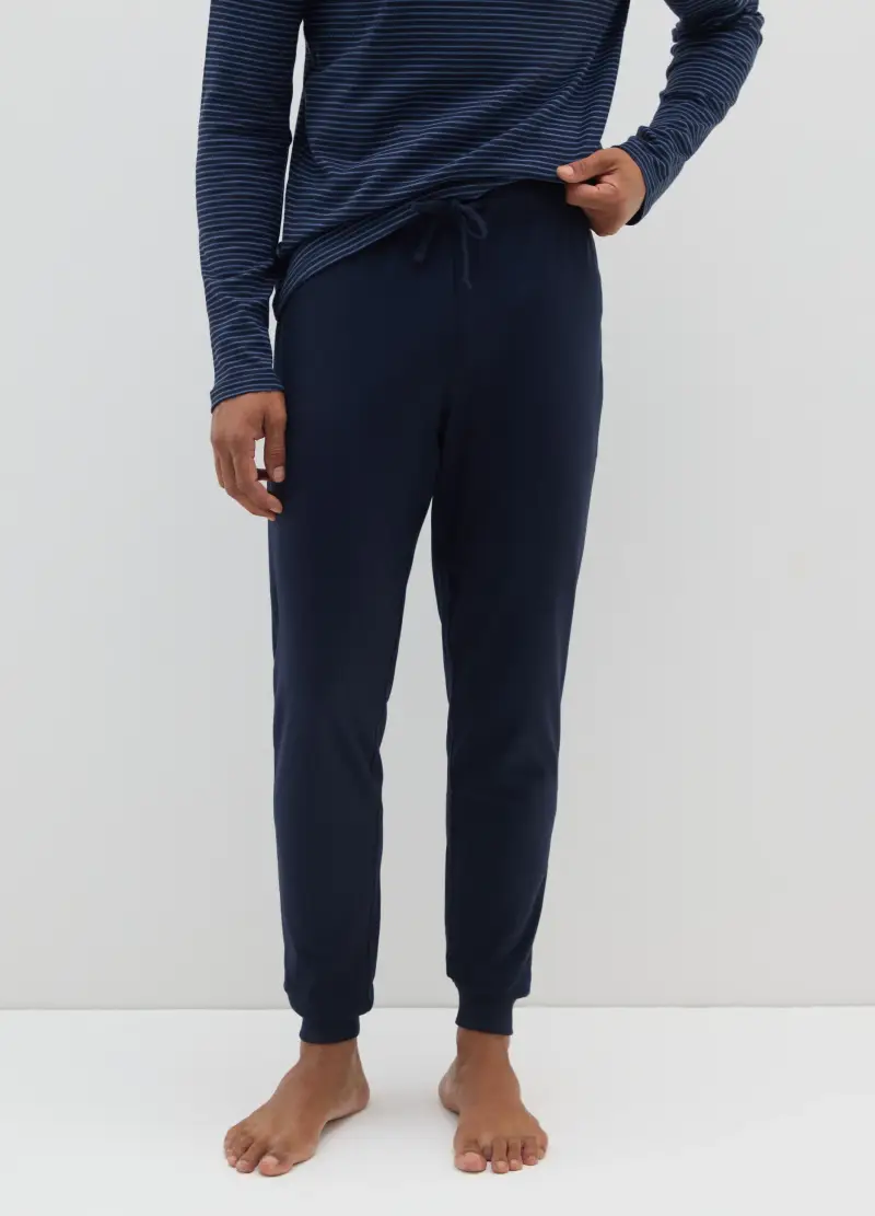 OVS, Pigiama Blu A Righe In Puro Cotone Regular Fit, Uomo, Blu miniatura 3