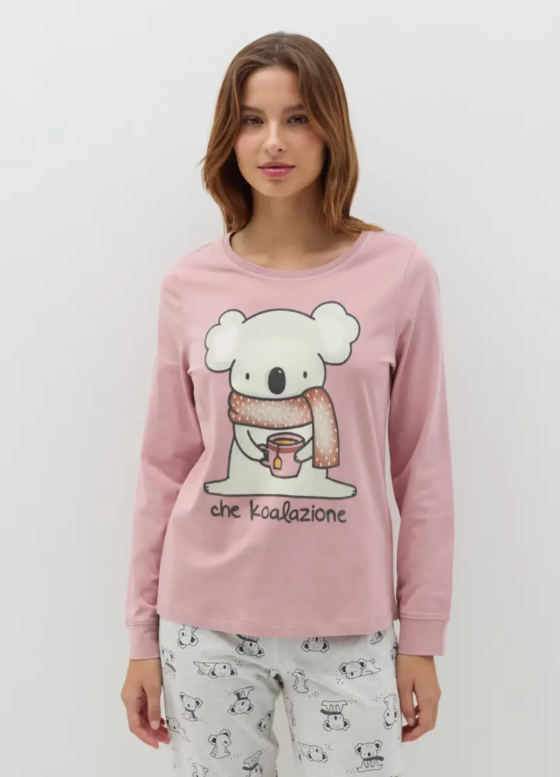 OVS, Pigiama In Cotone Bio Stampa "che Koalazione", Donna, Multicolor miniatura 2