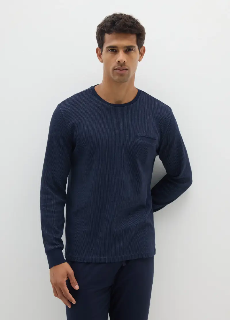 OVS, Pigiama In Misto Cotone Blu Regular Fit, Uomo, Blu miniatura 2