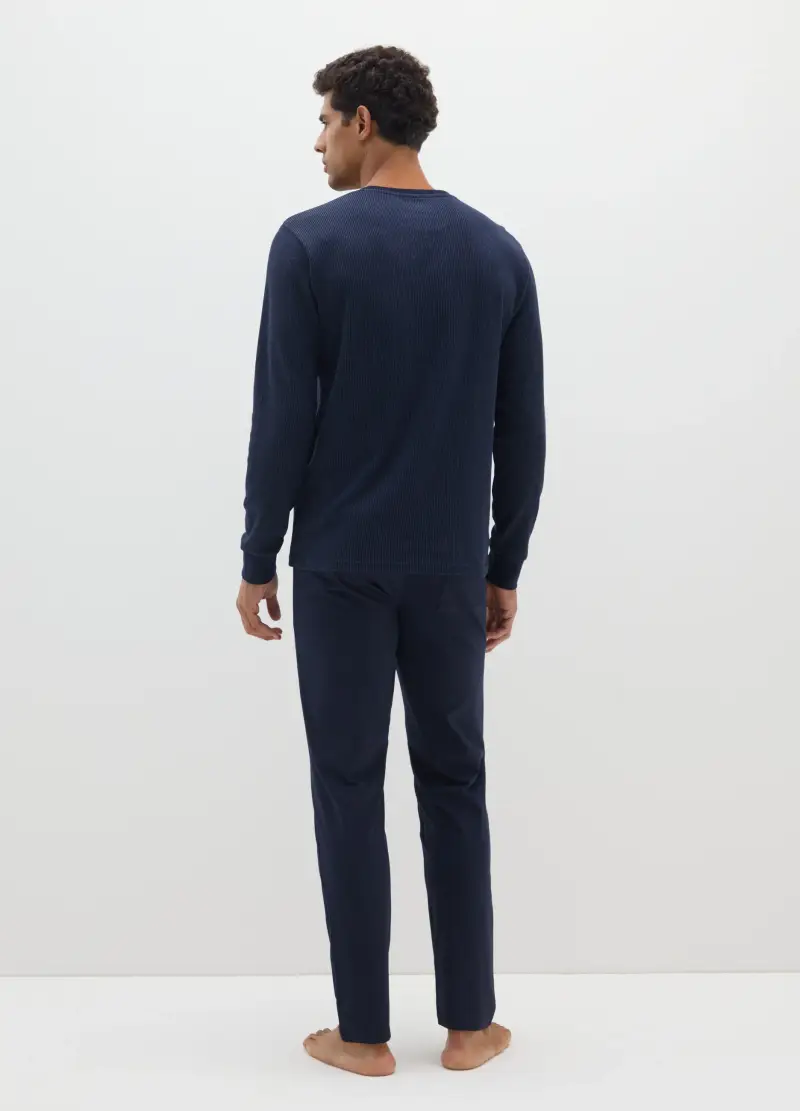 OVS, Pigiama In Misto Cotone Blu Regular Fit, Uomo, Blu miniatura 3