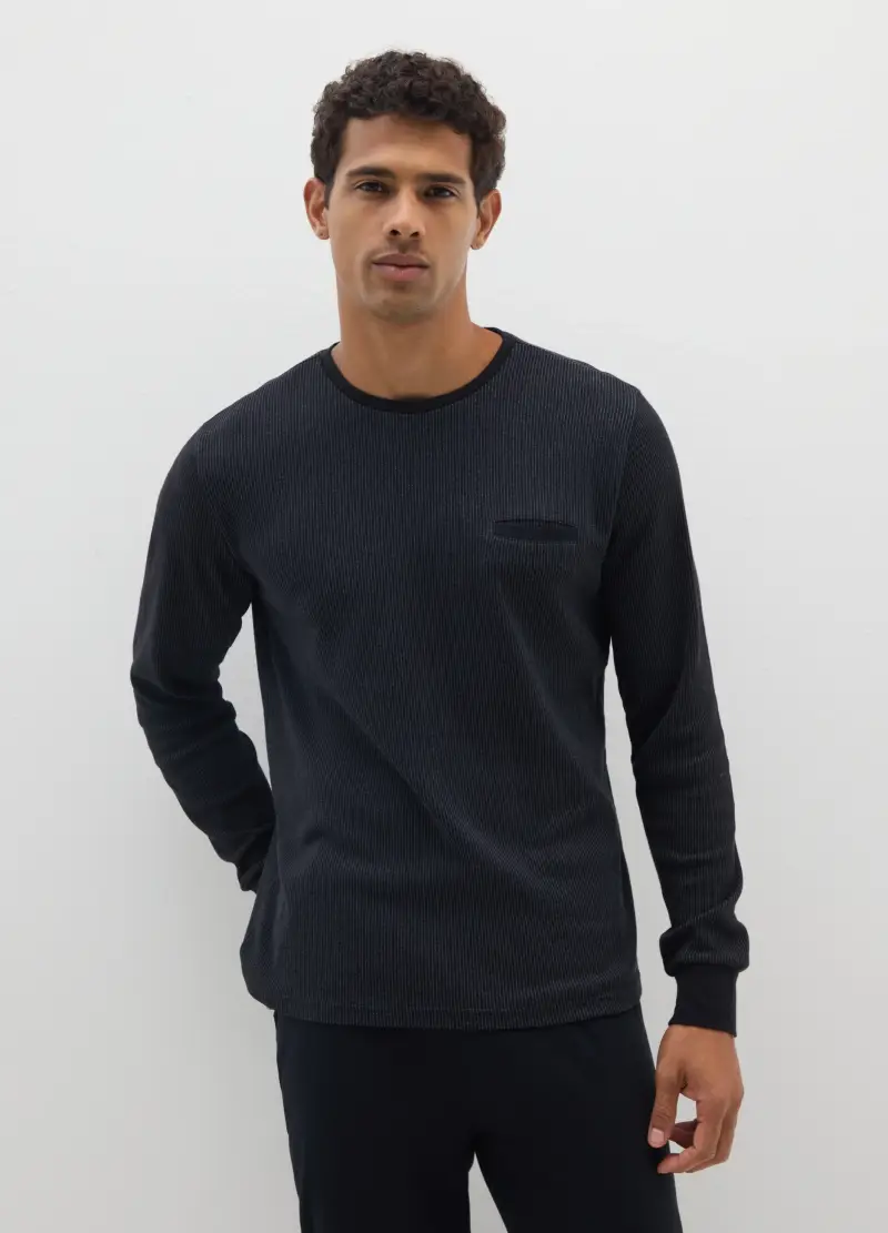 OVS, Pigiama In Misto Cotone Nero Regular Fit, Uomo, Nero miniatura 2