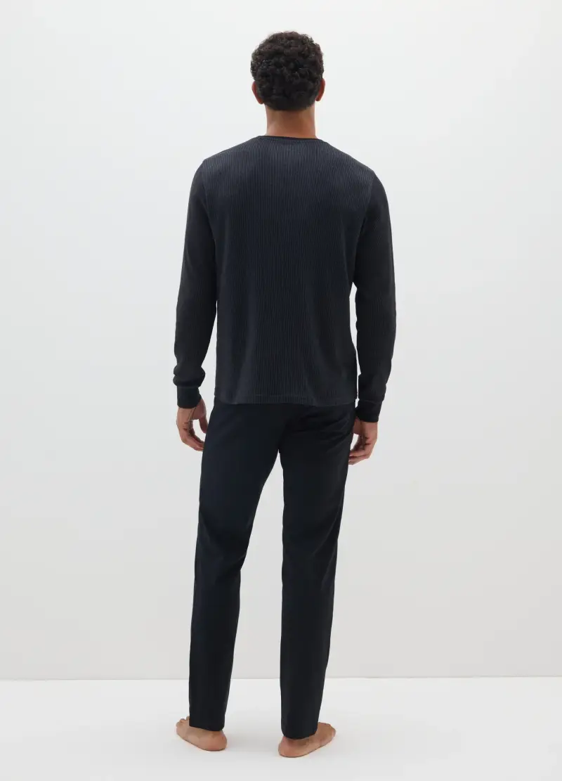 OVS, Pigiama In Misto Cotone Nero Regular Fit, Uomo, Nero miniatura 3