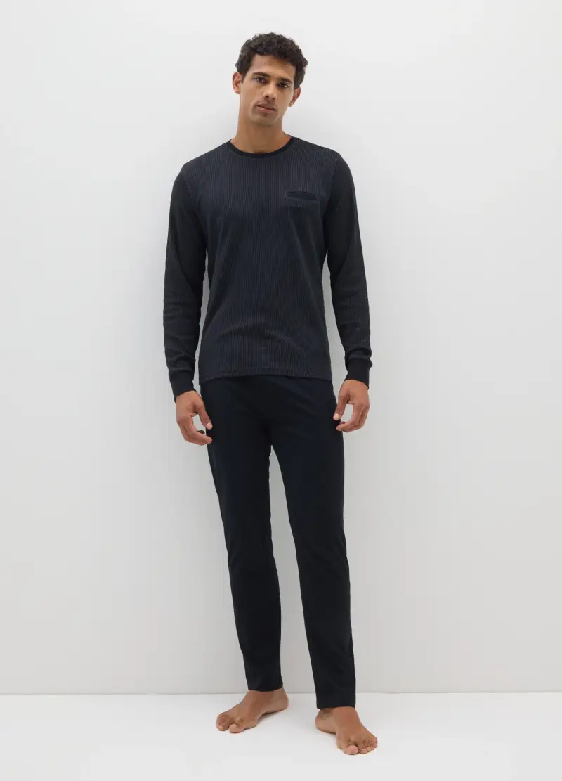 OVS , Pigiama In Misto Cotone Nero Regular Fit, Uomo, Nero