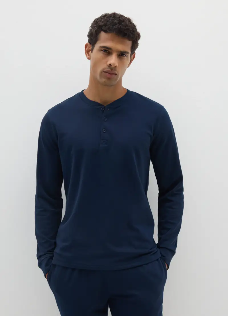 OVS, Pigiama In Puro Cotone Blu Regular Fit, Uomo, Blu miniatura 2