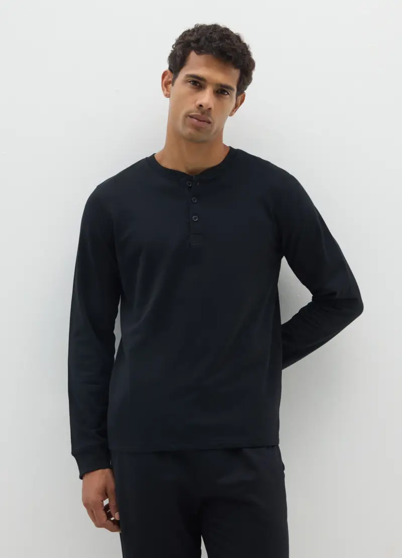 OVS, Pigiama In Puro Cotone Nero Regular Fit, Uomo, Nero miniatura 2