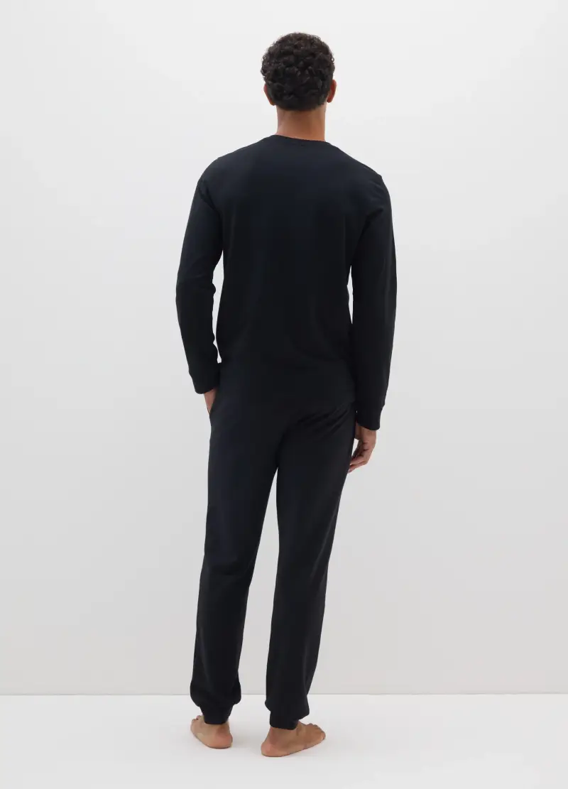 OVS, Pigiama In Puro Cotone Nero Regular Fit, Uomo, Nero miniatura 3