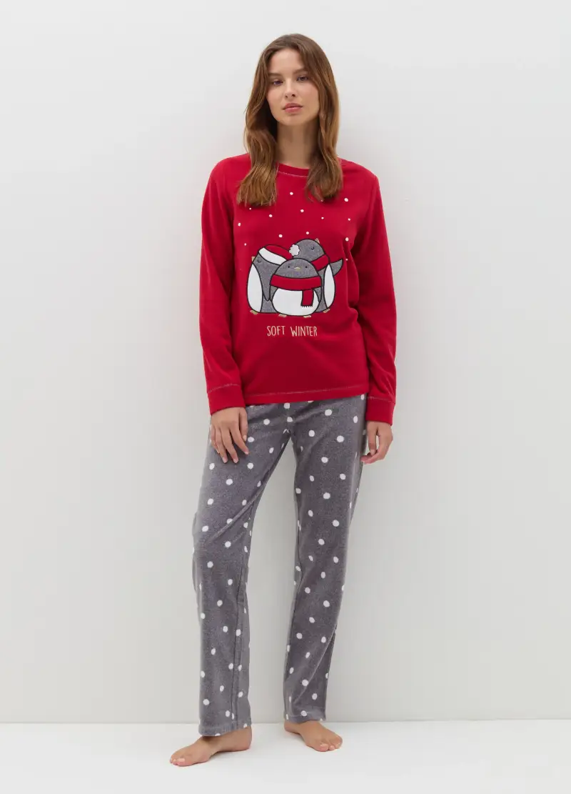 OVS , Pigiama In Velour Ricamo "soft Winter", Donna, Multicolor