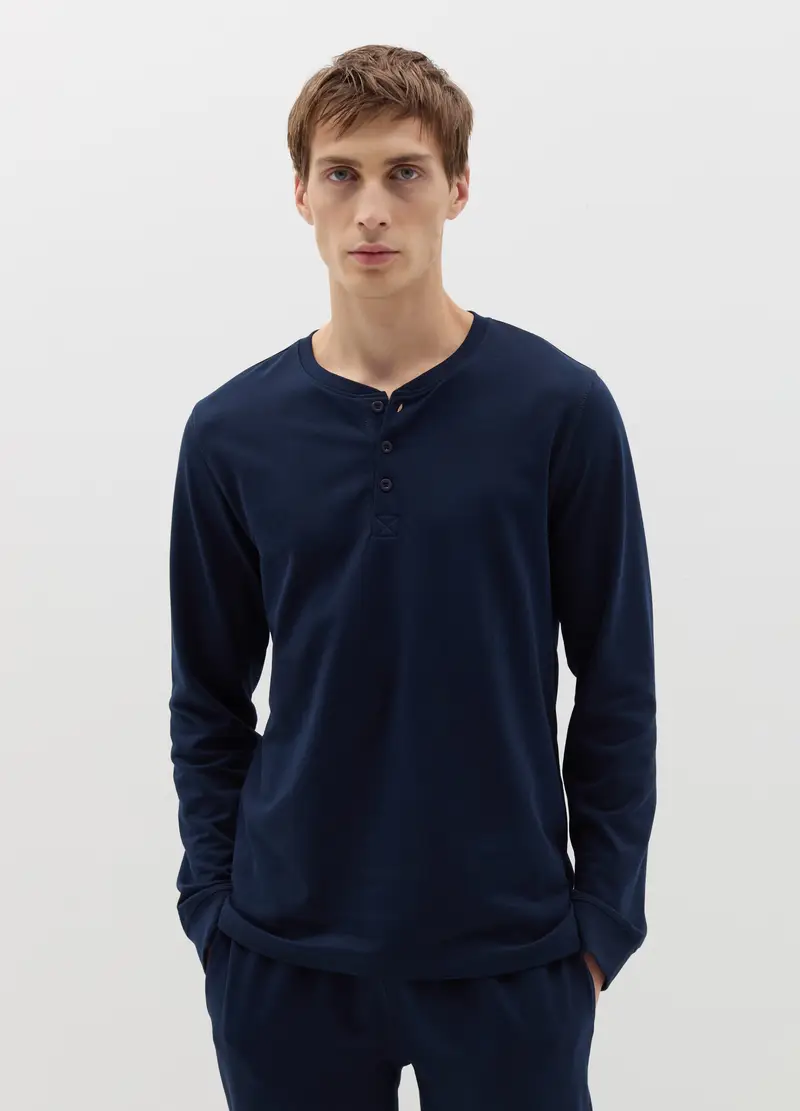 OVS, Pigiama Lungo Con Scollo Serafino, Uomo, Blu miniatura 2