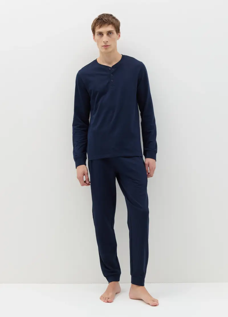 OVS , Pigiama Lungo Con Scollo Serafino, Uomo, Blu