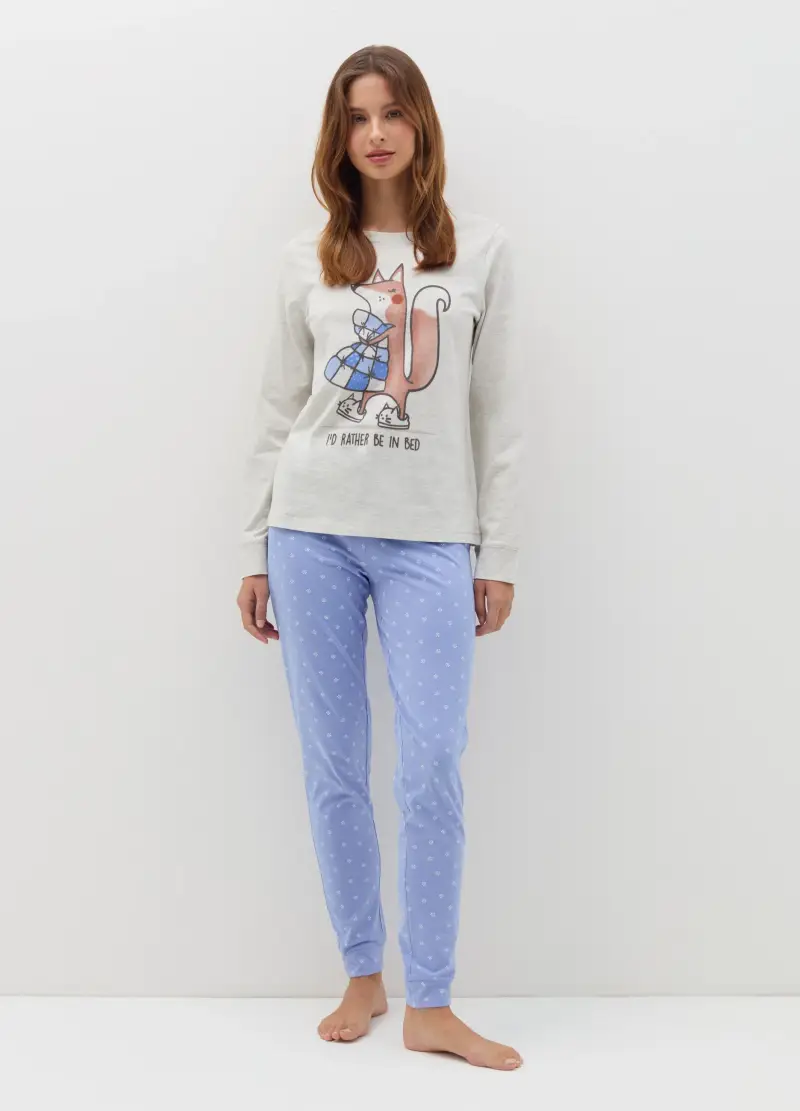OVS, Pigiama Lungo Con Stampa, Donna, Multicolor