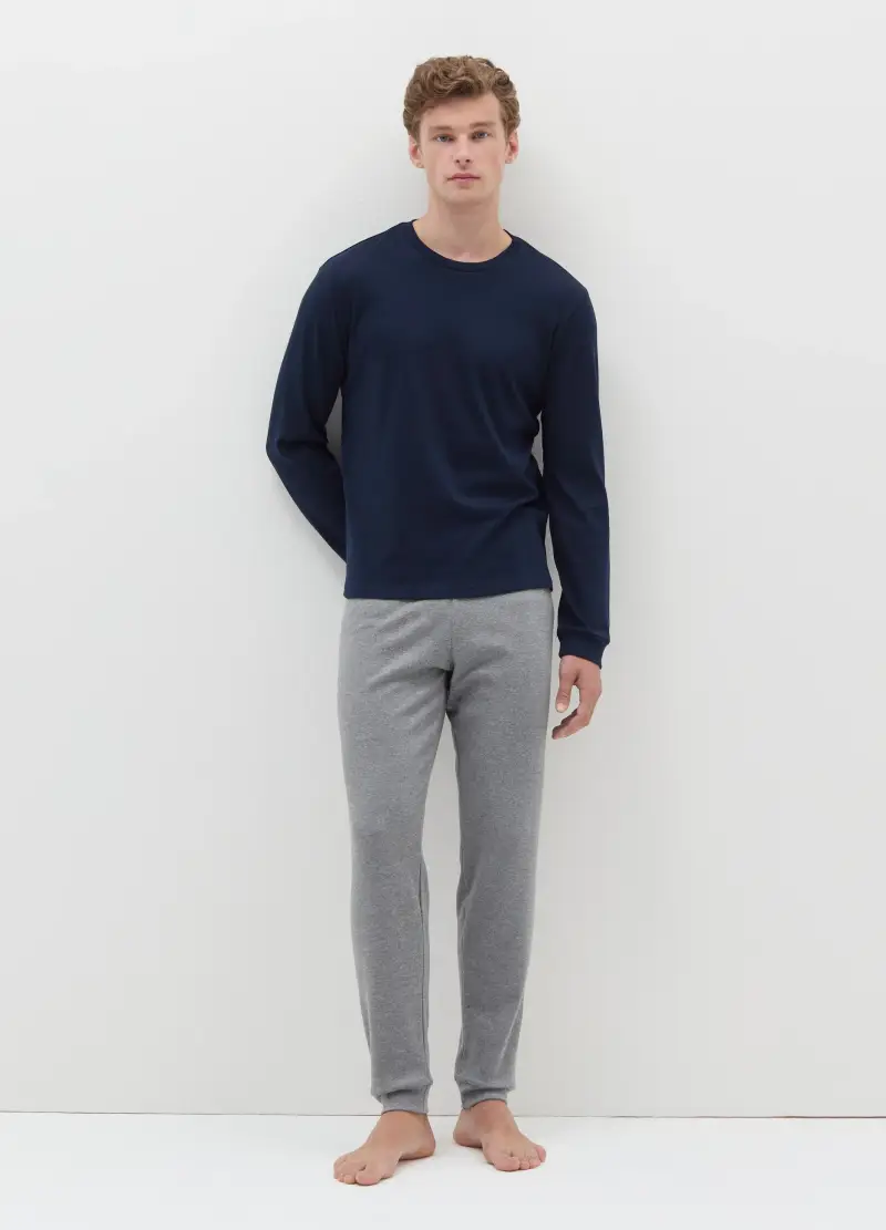 OVS , Pigiama Lungo In Cotone Interlock, Uomo, Blu