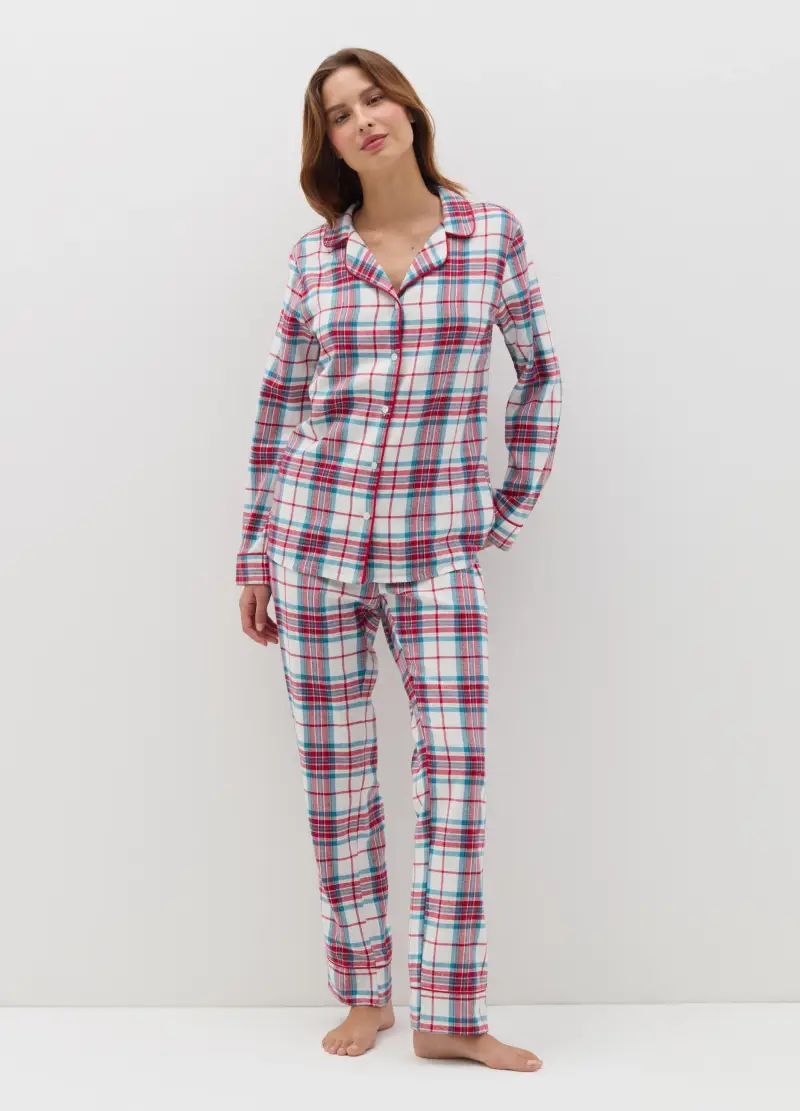 OVS , Pigiama Lungo In Flanella Check Con Lurex, Donna, Multicolor
