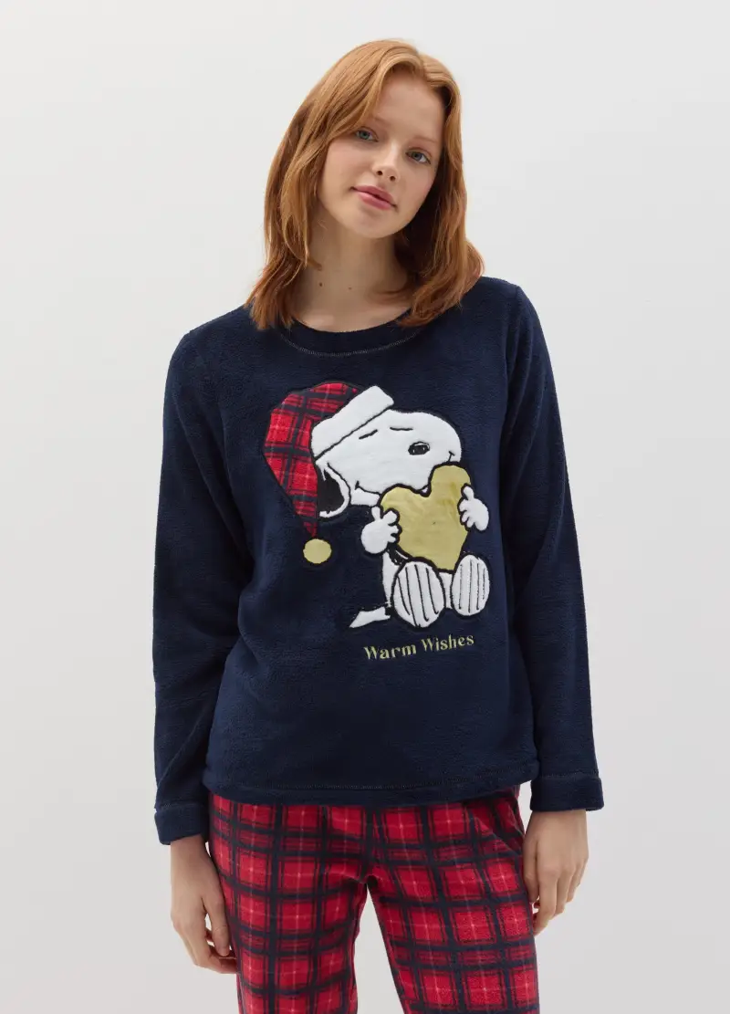 OVS, Pigiama Lungo In Velour Ricamo Snoopy, Donna, Multicolor miniatura 2